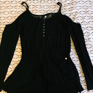 Ripcurl off-the shoulder, embroidered romper